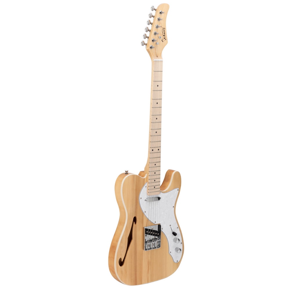 Private Jungle Glarry GTL Semi-Hollow Electric Guitar F Hole SS Pickups Maple Fingerboard White Pearl Pickguard,Log Color