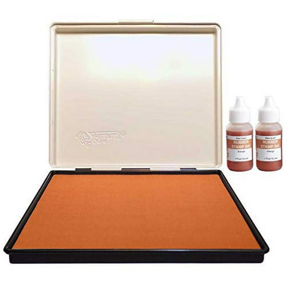 Infusion 7" x 8" Extra Large Industrial Stamp Ink Pad, Your Go to Large Stamp Ink Pad for Bright Color, Even Coverage and Durability, Orange Stamp Pad