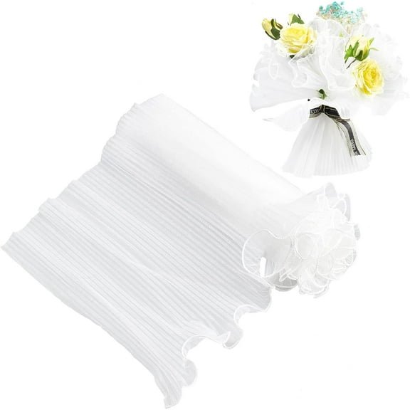 2 Bags Flower Wrapping Mesh Paper White Flower Wrapping Paper Floral Packaging Supplies Flower Bouquets Wrapping for Mother's Day Valentine's Day Wedding 11 X 180/Bags