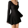 thumbnail image 4 of Txlixc Vestido de verano femenino tipo a con costillas de color sólido y cuello V Txlixc moda, 4 of 6