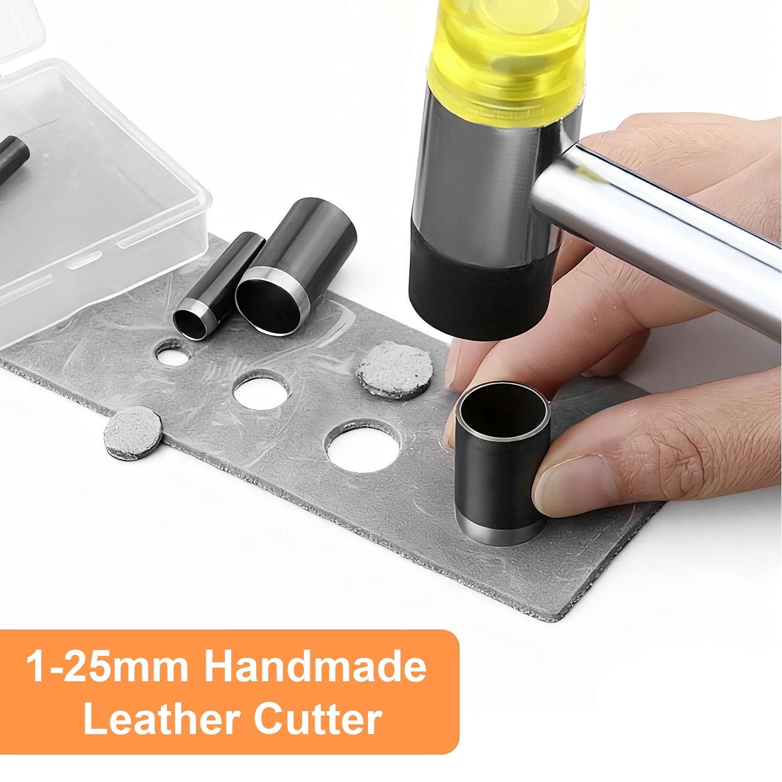 JIAHAOO Portable Leather Hole Punch Set 25Pcs Handheld Manual Tool For DIY Crafting Jewelry Making Leather Work