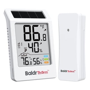 BaldrTherm Digital Solar Powered Indoor Outdoor Thermometer