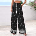 thumbnail image 6 of Women Plus Size Pants Wide Leg Palazzo 2026 Summer Boho Trousers Spring Flowy Beach Vacation Wear, #02 Black, M, 6 of 6