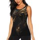 thumbnail image 1 of Balery Black And Gold Fire Dragon Camiseta sin mangas estampada ligera para mujer, tops de entrenamiento sin mangas, camisetas de yoga transpirables de secado rápido.-Large, 1 of 7