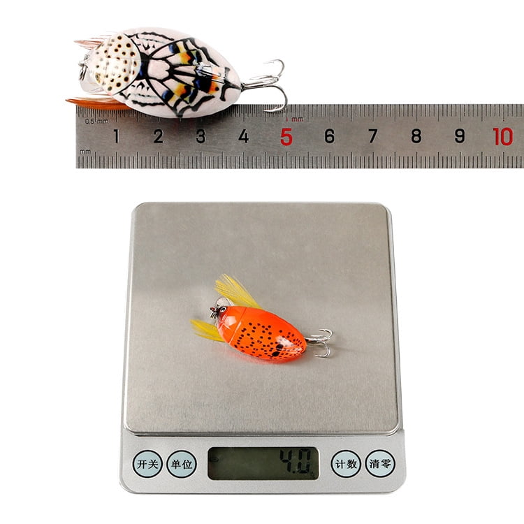 2PC Fishing Lures Jigs 4g Floating Water Small Minnow Fat Bionic Beetle Blood Slot Hook Plastic Fake Fish Bait Set