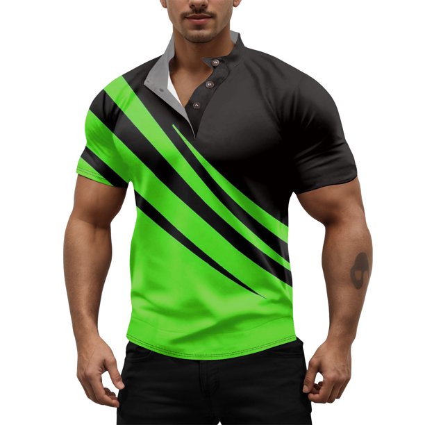 Summer Men'S Button Up Stand Up Collar Short Sleeved Shirt Casual Fashion Top S
