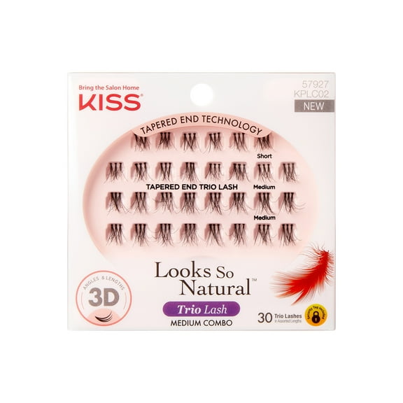 KISS Looks So Natural Trio Lash, False Eyelashes, Ever EZ Trio Lash, 12mm, 30 Wisps