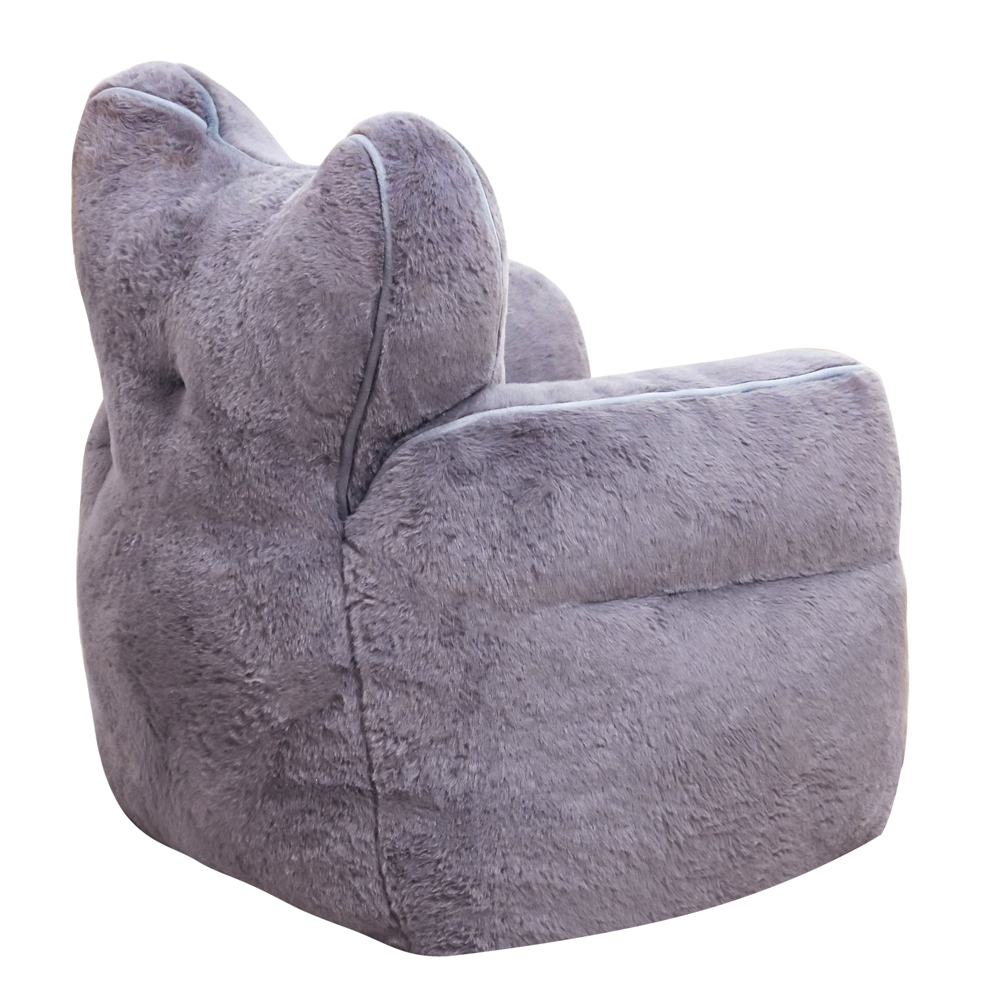 Leumius Bean Bag Chair,Faux Fur Beanbag Chair with a Color-Block and Heart-Shaped Backrest,Large Lazy Sofa for Living Room, Bedroom, Apartment,Gray