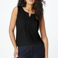 thumbnail image 2 of Womens Tees Tops Solid V Neck Sleeveless Vest Ruched Elegant Office Work Y2k Clothes Black S, 2 of 4