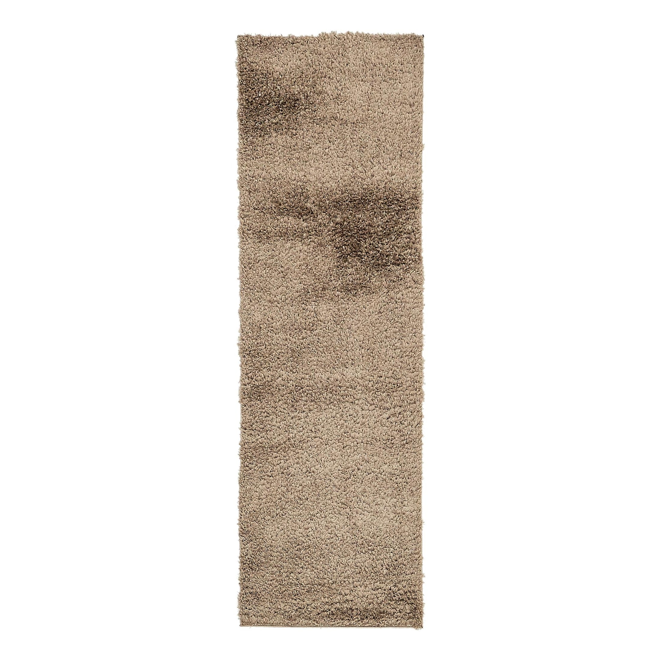 Unique Loom Studio Solid Shag Collection Area Rug - Sky (2' x 6' 9" Runner Brown)