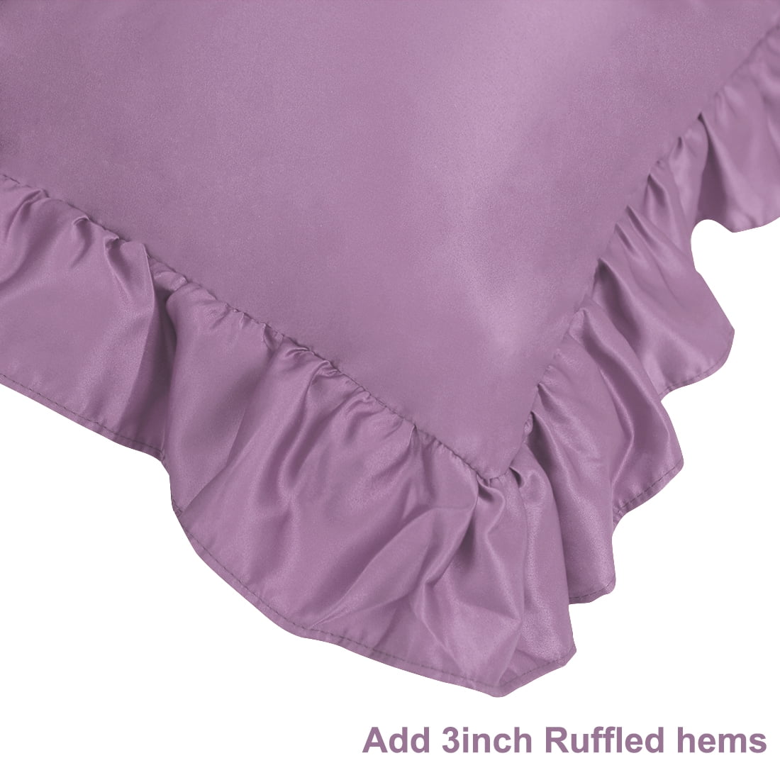 Unique Bargains 4-Piece Satin Ruffled Edge Pillow Shams, Standard, Mauve