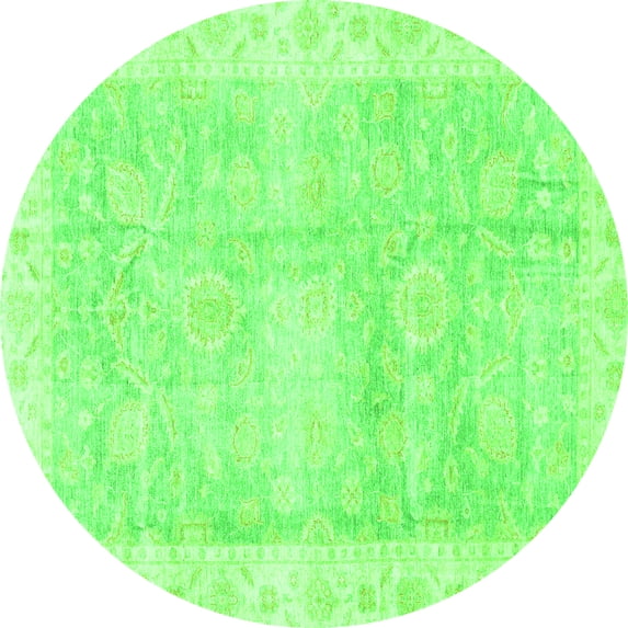 Ahgly Company Indoor Round Oriental Green Traditional Area Rugs, 4' Round
