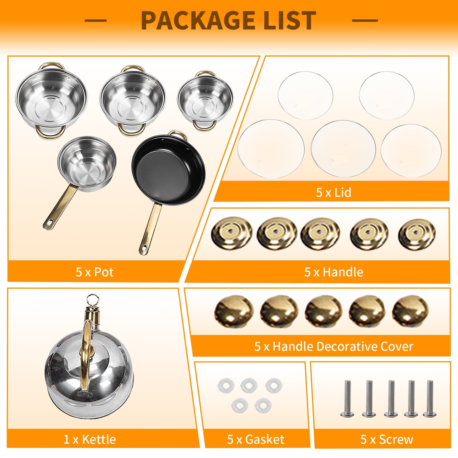 Tebru 12 Piece Nonstick Stainless Steel Cookware Set, Glass