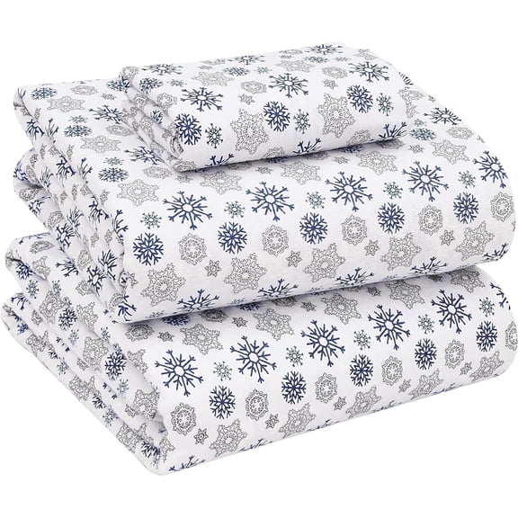 Ruvanti Flannel Sheets Twin Size - 100% Cotton Brushed Bed Sheet Sets - Deep Pockets 16 inches (Fits up to 18") - All Seasons Breathable & Super Soft - Warm & Cozy - 3 Pcs - Snow Flake Grey