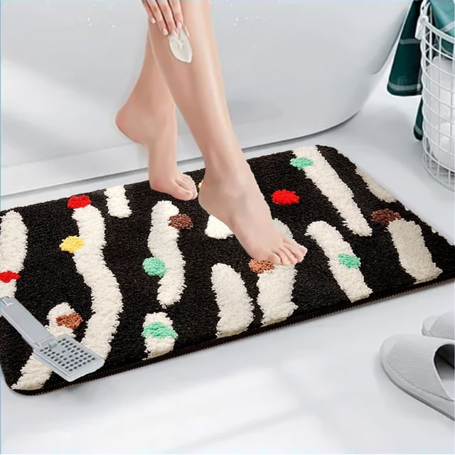 Non Slip Area Rug | Imitation Sheep Velvet Carpet | Multicolored Polyester Mat | Absorbent, Easy Care, Machine Washable | 80x50 cm | Living Room, Bedroom, Bathroom, Entryway, Indoor Floor Decor