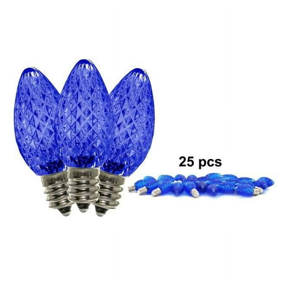 Queens of Christmas C7-SMD-RETRO-BL-25 C7 Dimmable SMD LED Retrofit Bulb, Blue - Pack of 25