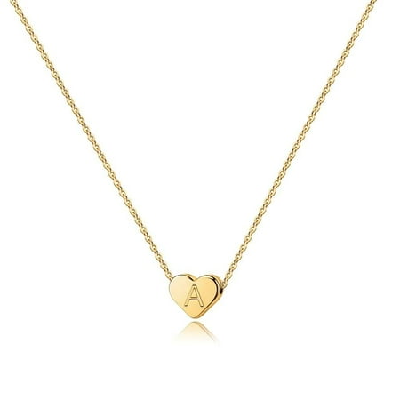 Turandoss 14K Gold Plated Charm Tiny Heart Initial Pendant Necklace for Women Girls Kids Letter A-Z Jewelry Personalized Birthday Gifts Gifts for Women Teen Girls