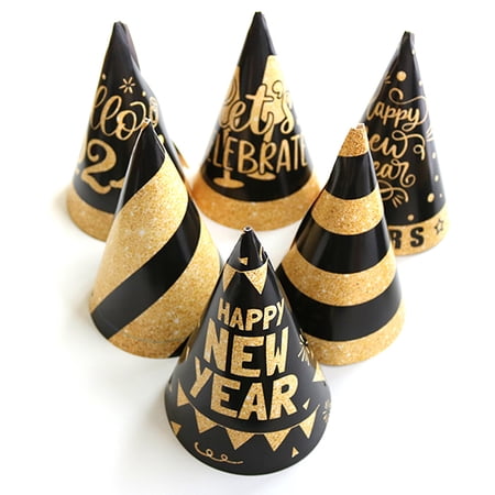 2Set Happy New Year Party Hats Fancy New Year Paper Cone Hat Cheers New Year Party Favors for New Years Eve Party Decorations