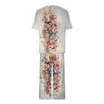 thumbnail image 4 of yievot Lounge Sets for Women Floral Printed Short Sleeve Shirts and Capri Pajamas Sets 2 Piece Sleepwear Loungewear, 4 of 5