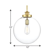 Penn Collection One-Light Natural Brass Clear Glass Farmhouse Pendant Light