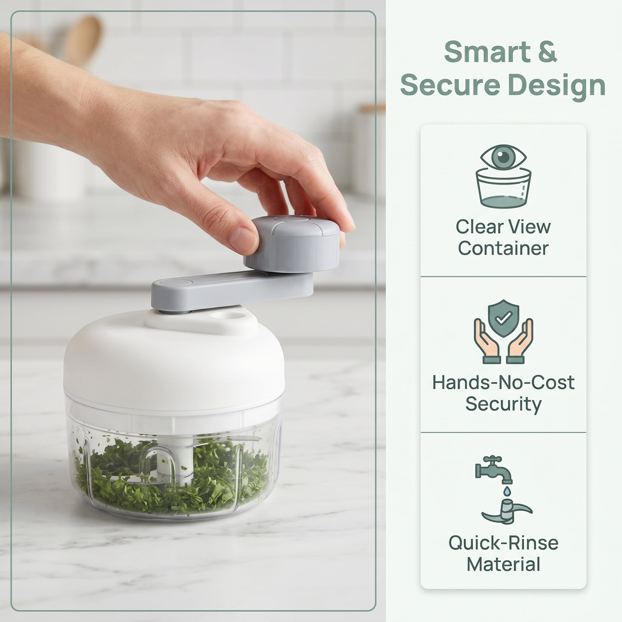 Unique Bargains Garlic Vegetable Chopper Food Processor Detachable Mini Grinder White-2