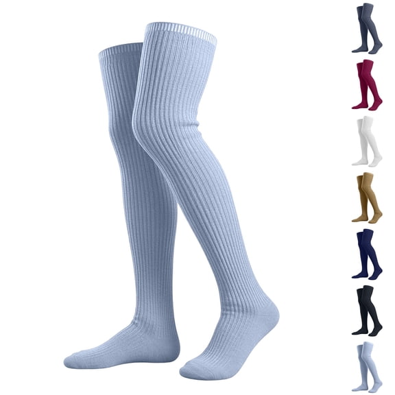 HomeDM Women's Knee High Socks Casual Solid Color Seamless Dress Socks Over Knee Boot Socks Leg Warmer 1 Pairs