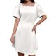 thumbnail image 1 of Vestido informal de manga corta con cuello cuadrado para mujer - Vestido mini con volantes de poliéster, tallas S-XL, 1 of 5
