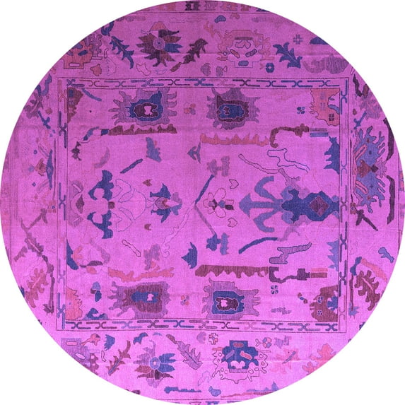 Ahgly Company Indoor Round Abstract Purple Modern Area Rugs, 4' Round