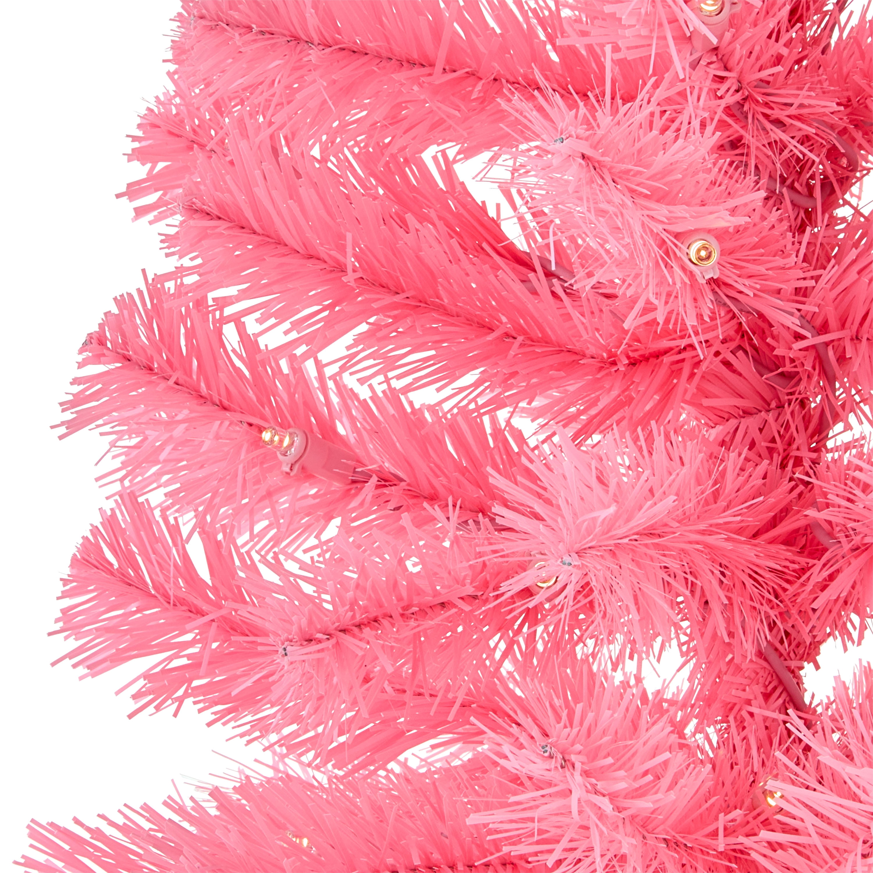 2 FT Mini Pre-Lit Pink Artificial Christmas Tree with 35 Warm White LED Lights and Stand, by Holiday Time