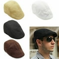 thumbnail image 5 of Women Beret Linen Sun Hat Hat Vintage Men Flat Cap Golf Driving Hat KHAKI, 5 of 8