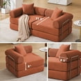 thumbnail image 4 of 73''Convertible Sleeper Sofa Modular Couch for Living Room, Corduroy Floor Sleeper Sofa Bed with Fixed-Shape Frame, Comfy Boneless Cloud Couch Loveseat, No Assembly Required, Orange, 4 of 11