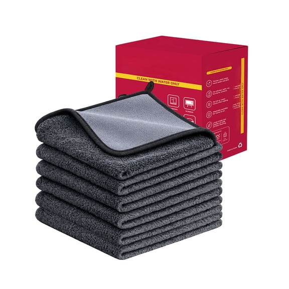 6 Pack Thickened Microfiber Cleaning Cloths, Reusable Lint Free Streak Free Towels, Multipurpose Cleaning Wipes for Kitchen Glass Home Surface Cleaning