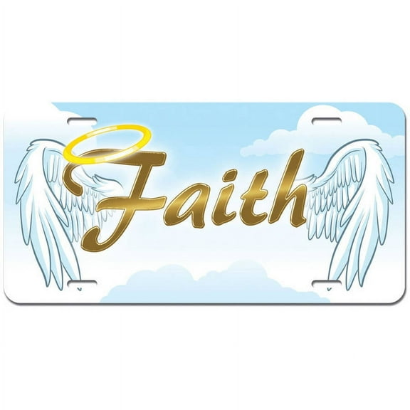 Faith with Halo and Angel Wings - Religious Christianity Novelty Metal Vanity License Tag Plate