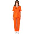 thumbnail image 2 of Women Prisoner Costume Number Print Short Sleeve Tops Pants Inmate Outfit Set for Halloween Cosplay, 2 of 7