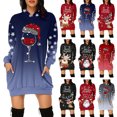 thumbnail image 3 of Vestido con capucha con estampado navideño, vestido con capucha para mujer Vestido con capucha casual navideño para mujer Vestido con capucha para mujer Mejora tu experiencia, 3 of 6