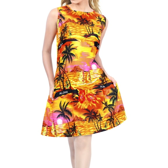 HAPPY BAY Women's Beachwear Swimsuit Coverups Summer Swim Beach Dress Cover ups for Swimwear Loose Casual Bathing Suit 0-2 Orange, Palm Tree Beach Hibiscus