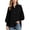 Black, variant on Women's Balloon Sleeve Blouses, Smocked Cuff Button Front Raglan Back Pleated Pocket Casual Daily Shirts