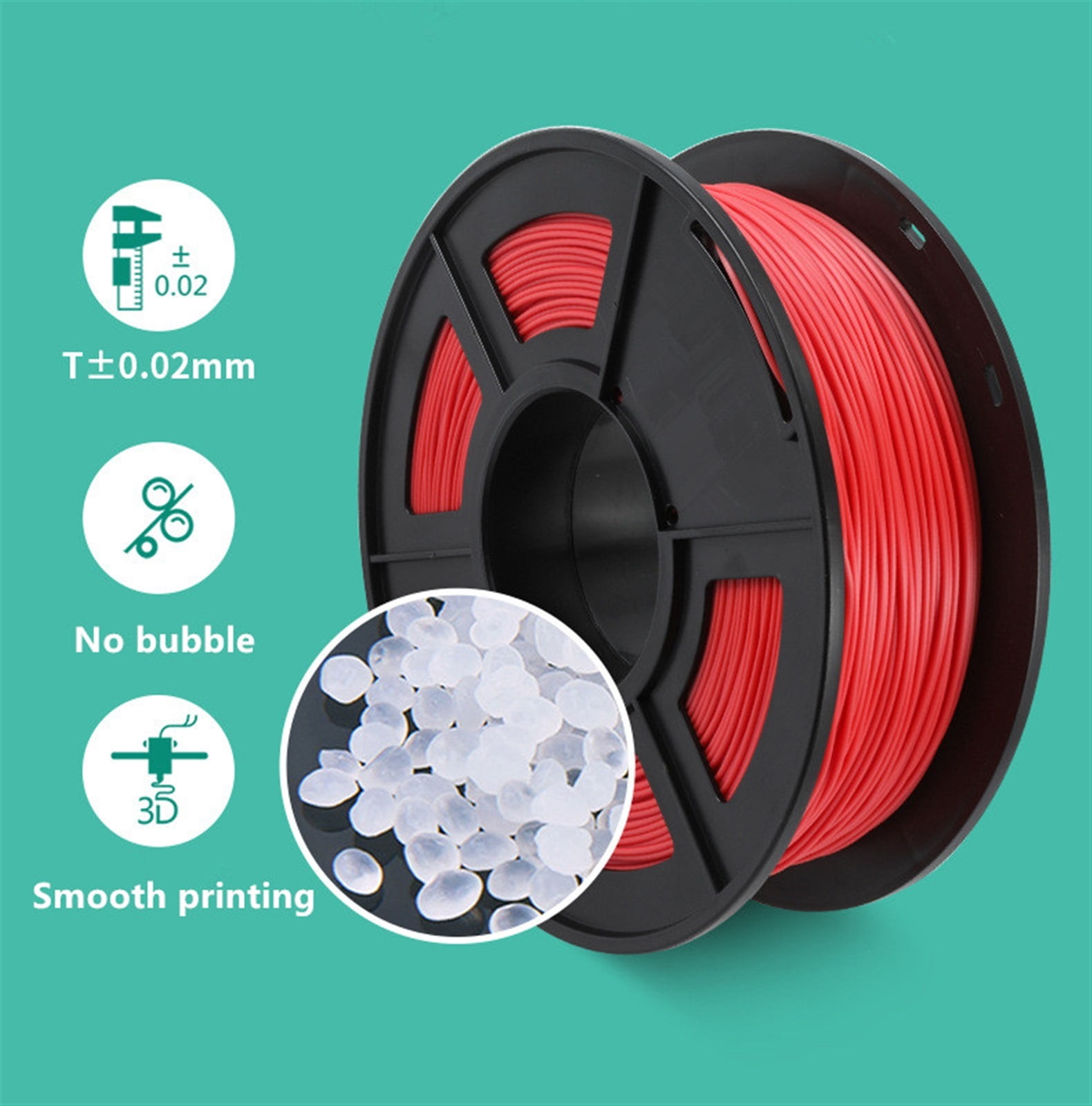3D Printer Filament, Red PLA 1KG Spool Dimensional Accuracy +/- 0.02 mm, Great for 3D Printing