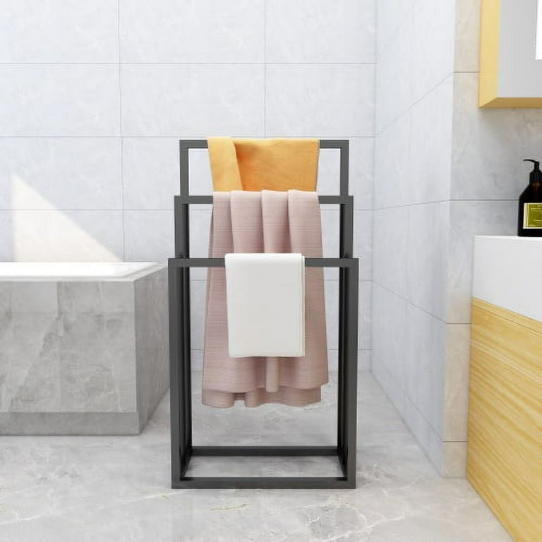 Metal Free Standing Towel Rack 3 Layer Hand Towel Rack Modern Free Standing Towel Rack Used for Storage of Bathroom Accessories and Hand Towels Towels Black Walmart