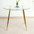 thumbnail image 2 of 39.4" Modern Minimalist Round Glass Dining Table, Clear Glass Top & Gold-Plated Metal Legs, for Kitchen/Dining/Living Room, 2 of 7