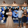 thumbnail image 3 of Blue & Gold Theme Happy 16th Birthday Banner Number Sweet 16 Display Balloon Decor Star Pattern 16th Birthday Backdrop for 16th Birthday Party Teen Celebration Photo Backdrop, 3 of 9
