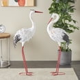 thumbnail image 2 of DecMode 41" Tall Crane Garden Sculpture with Brown Speckled Texture and Red Accents (2 Pack), 2 of 11