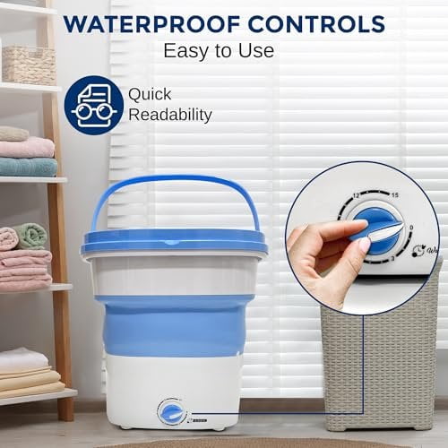 PURE CLEAN Portable Mini Washing Machine Lightweight Collapsible Bucket - Perfect for Camping, Travelling, Apartment, Dorm USA Brand