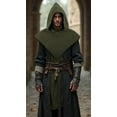 thumbnail image 6 of Medieval Viking Hooded Cowl Cape Triangle Cloak, Pointed Hem Adult Halloween Cosplay Costume, 6 of 7