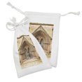 thumbnail image 2 of Rustic Fabric Pouch Set of 2, Medieval Middle Age Door Exit with Gothic Ornate Features Britain Theme, Small Drawstring Bag for Toiletries Masks and Favors, 9" x 6", Cream, by Ambesonne, 2 of 2