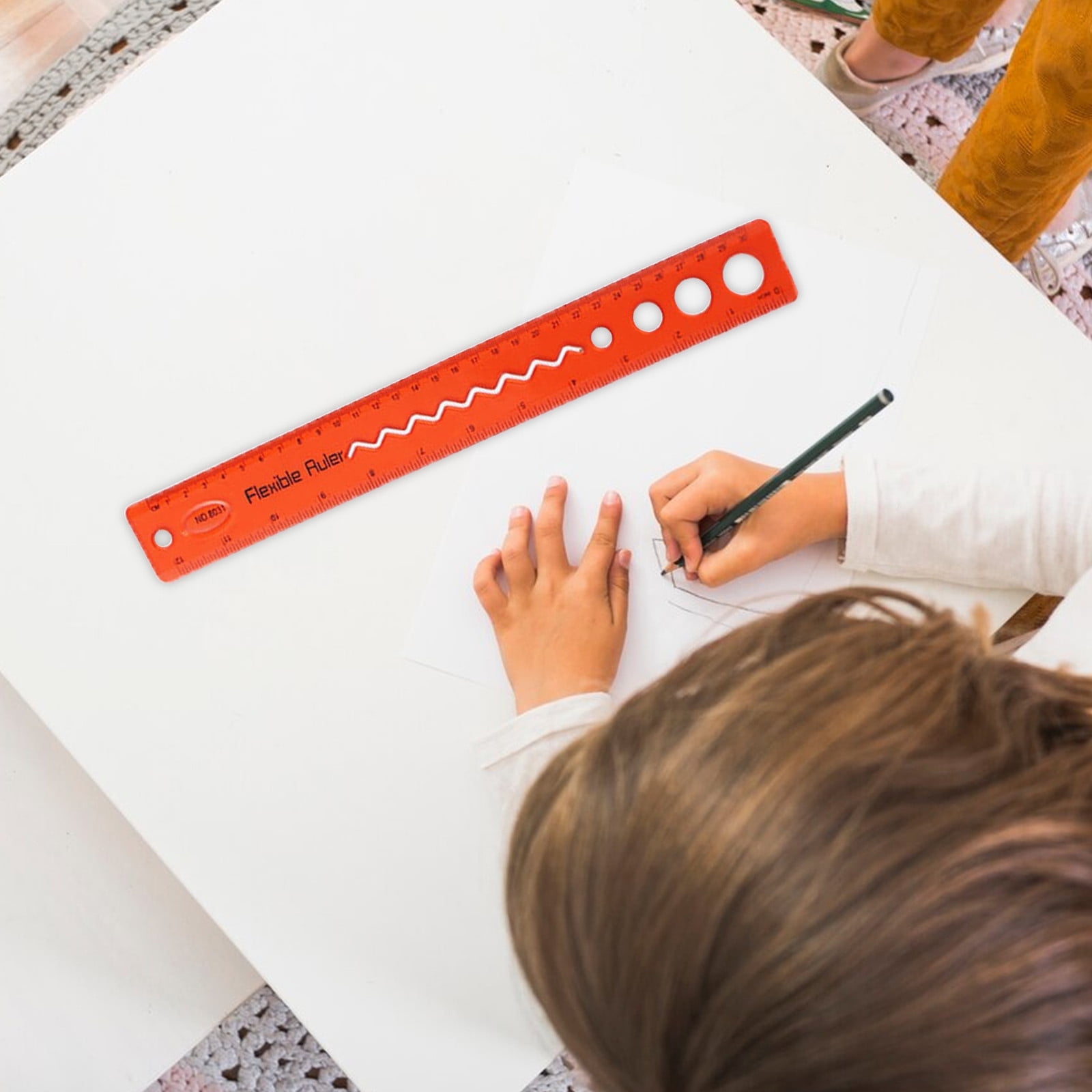Yhmxh Flexible Ruler, 12 Inch Rubber Plastic Ruler, Transparent Bendable Rulers, Shatterproof Straight Edge Ruler Soft Ruler for Office,Dual Side Rulers Office Ruler Straight Soft Ruler, Red