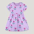 thumbnail image 2 of Fsqjgq Baby Girl Clothes 7T Summer Outfits for Girls Casaul Black Dress Purple Toddler Girls Short Sleeve Prints Princess Dress Dance Party Dresses Clothes 6Y, 2 of 6