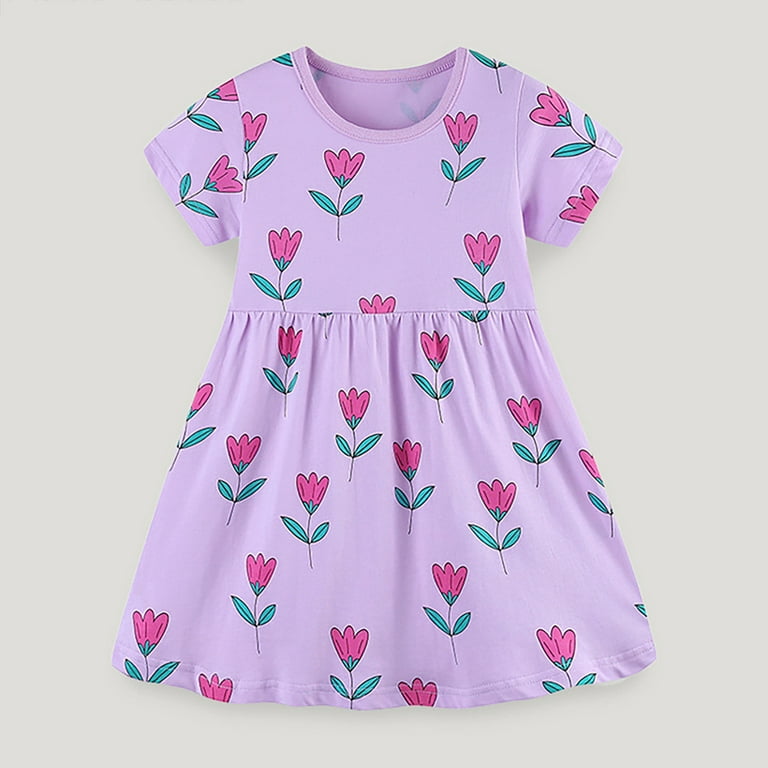 Fsqjgq Baby Girl Clothes Girls Size 15 Dress Trendy White Dress Purple  Toddler Girls Short Sleeve Prints Princess Dress Dance Party Dresses  Clothes 3Y - Walmart.com