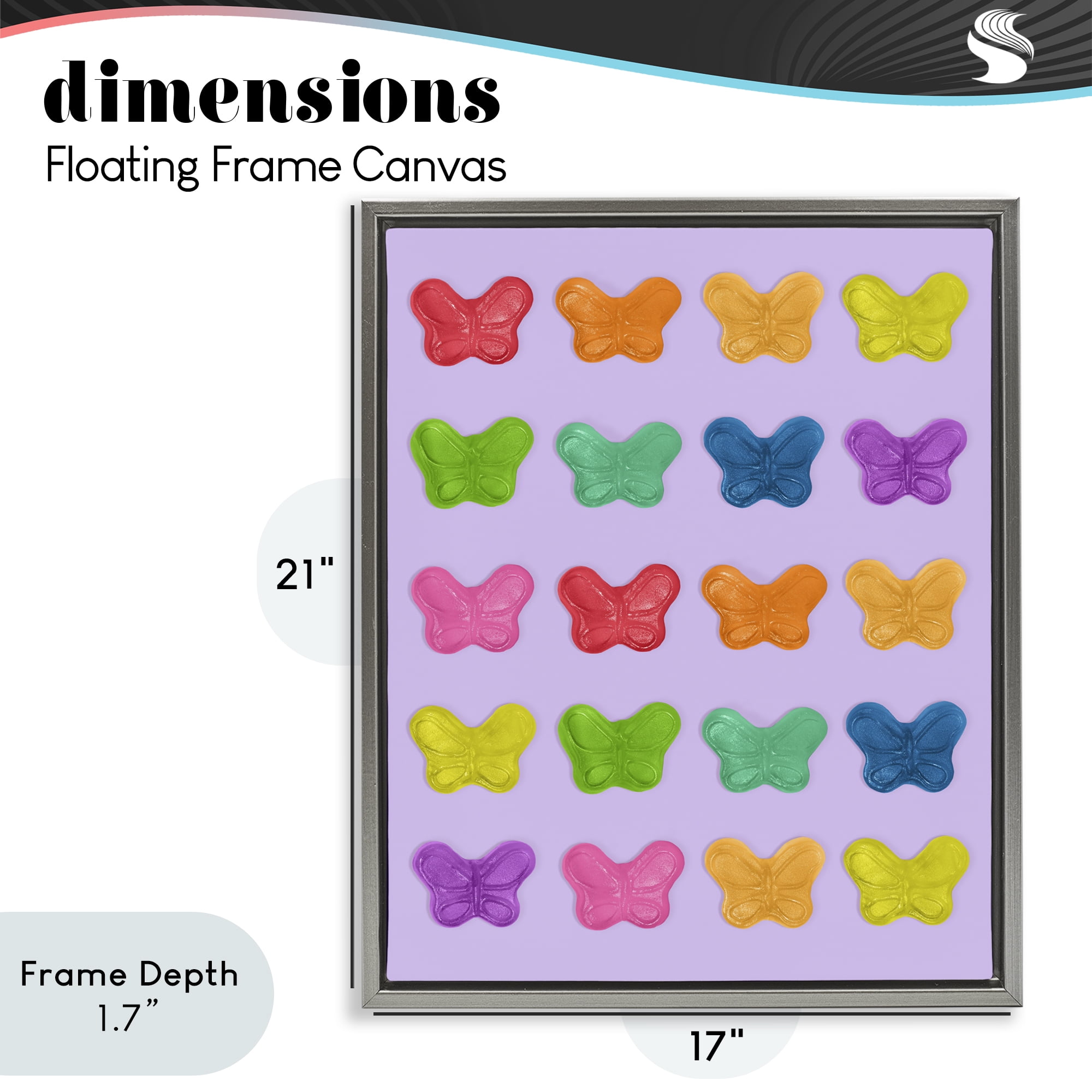 Stupell Industries Colorful Butterflies on Lilac Gray Framed Floater Canvas Wall Art, design by LISH Creative