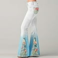 thumbnail image 2 of XFLWAM Womens Floral Lace Flare Jeans High Waisted Stretch Bell Bottom Jeans Boho Bootcut Jean Denim Palazzo Pants Sky Blue M, 2 of 6